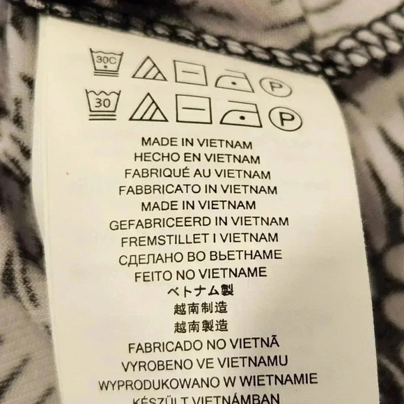 Michael Kors Fit & Flare Faux Wrap Black White Fern Pattern Cap Sleeve Dress - Picture 6 of 10